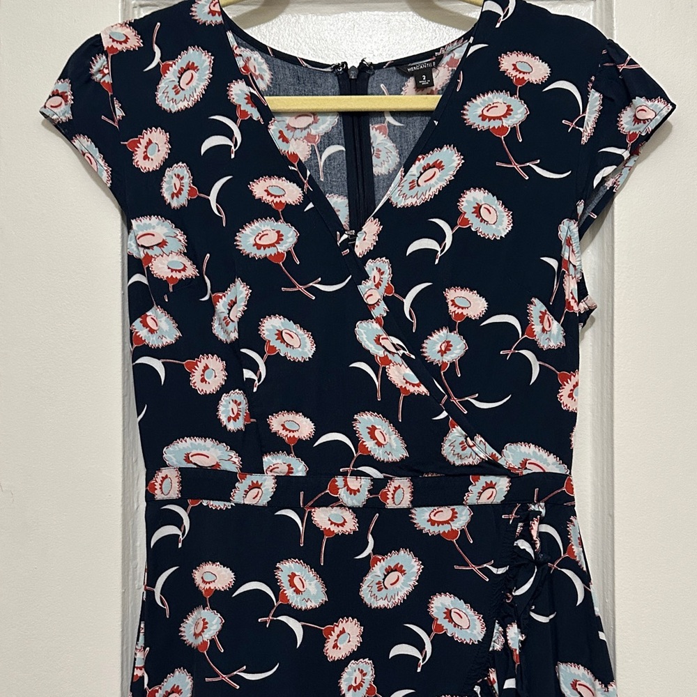Navy Floral Wrap Dress
